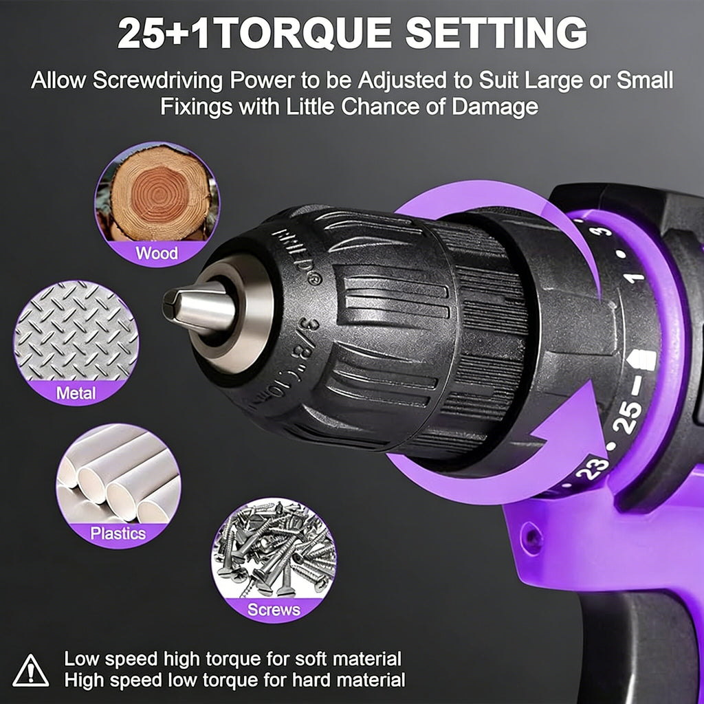 20V Cordless Drill With Two Speed And 25 Plus 1 Torque