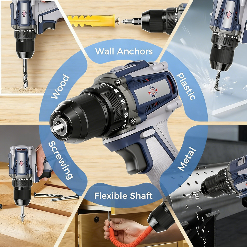 20V Cordless Drill Brushless Motor Metal Chuck 1800RPM