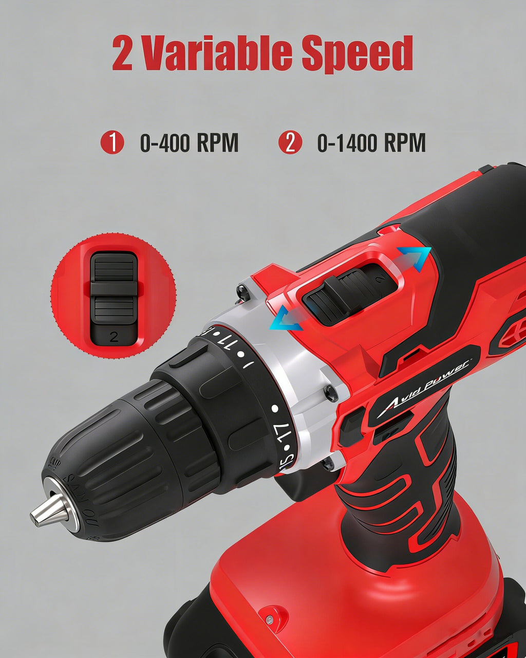 20V Cordless Drill Set Lightweight With Accessories 1400RPM