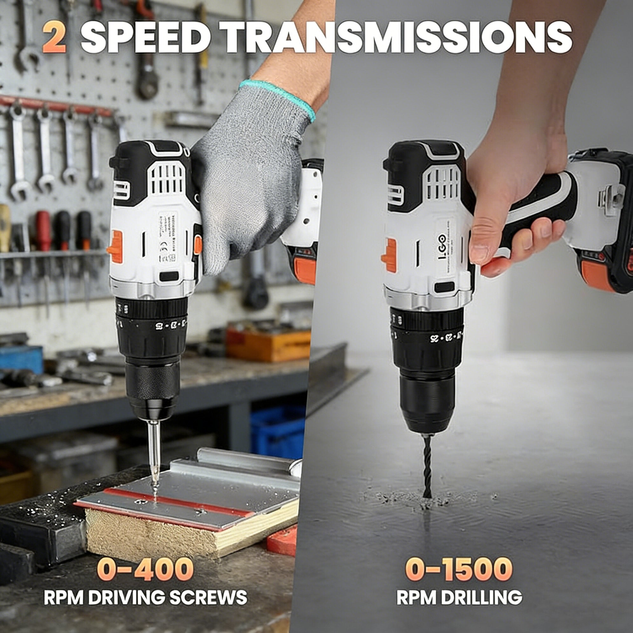 20V Cordless Impact Drill With Variable Speed And Battery