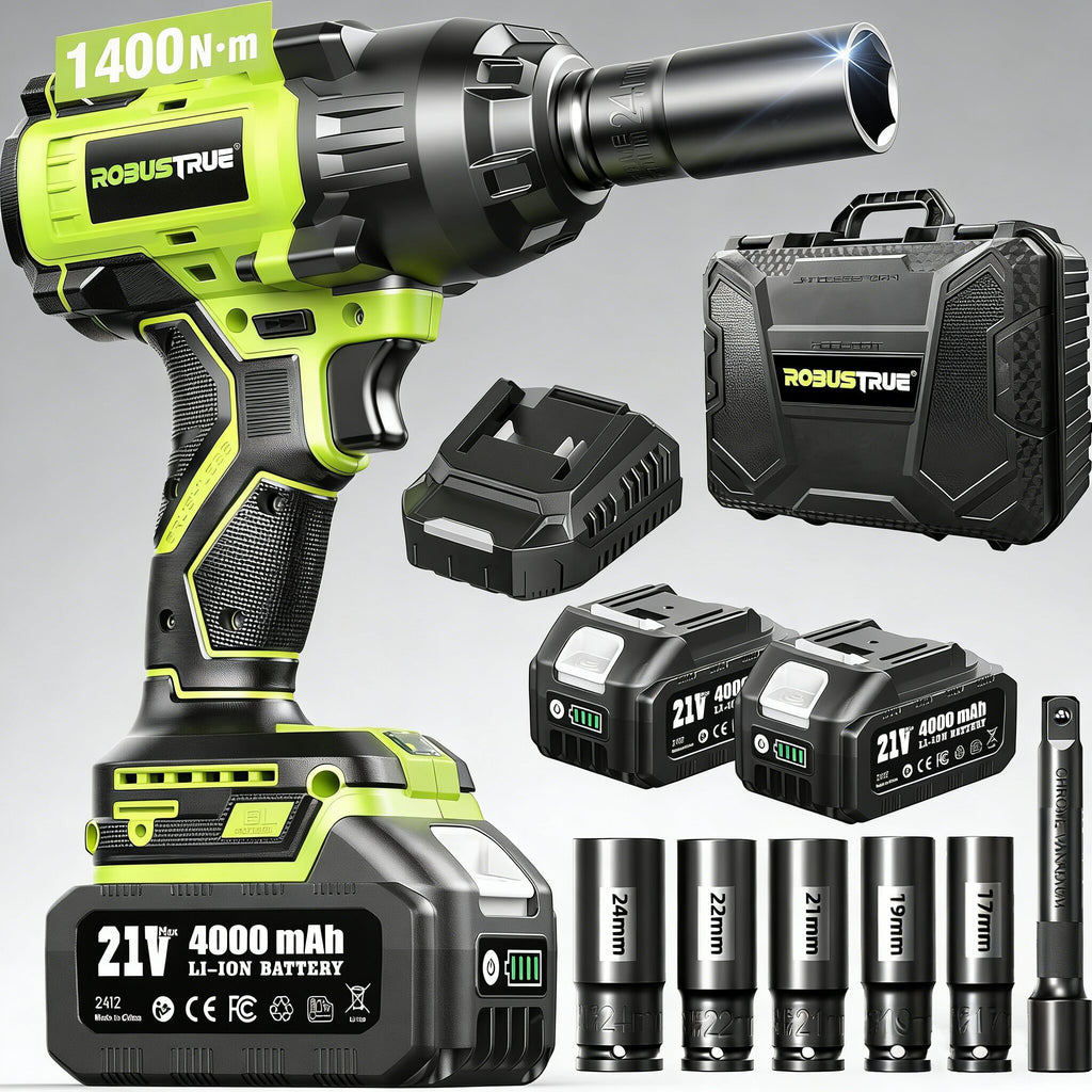 21V Cordless Impact Wrench 1000Nm With Two Batteries