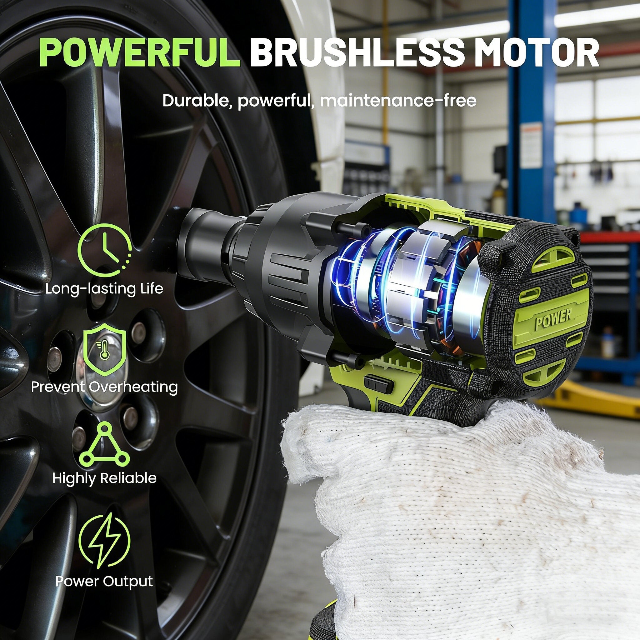 21V Cordless Impact Wrench 1000Nm With Two Batteries