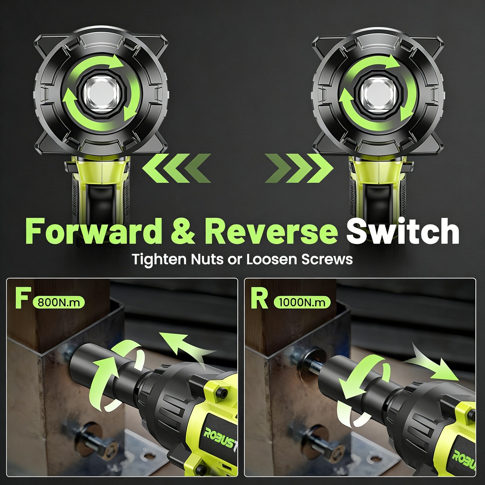 21V Cordless Impact Wrench 1000Nm With Two Batteries